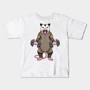 Opossum Bodybuilding Dumbbells Kids T-Shirt